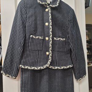 Blue and beige skirt and jacket